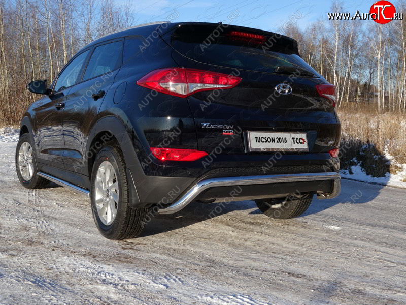 20 599 р. Защита заднего бампера ТСС (нержавейка d 60,3 мм) (кенгурин) Hyundai Tucson TL дорестайлинг (2015-2018)  с доставкой в г. Майкоп