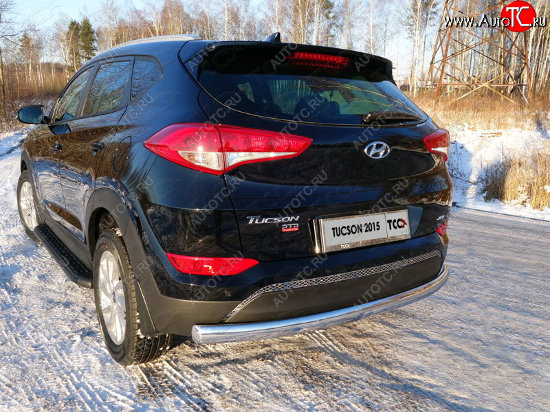 18 999 р. Защита заднего бампера (овальная) ТСС 75х42 мм Hyundai Tucson TL дорестайлинг (2015-2018)  с доставкой в г. Майкоп