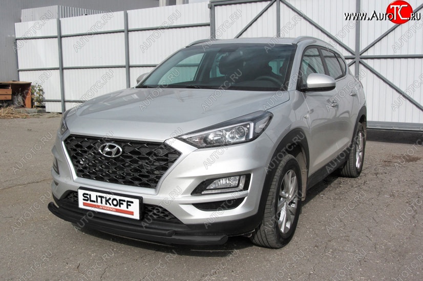 10 649 р. Защита переднего бампера Turbo Slitkoff (двойная, d57/42 мм)  Hyundai Tucson  TL (2018-2021) рестайлинг (Сталь с полимерным покрытием. Цвет: чёрный)  с доставкой в г. Майкоп