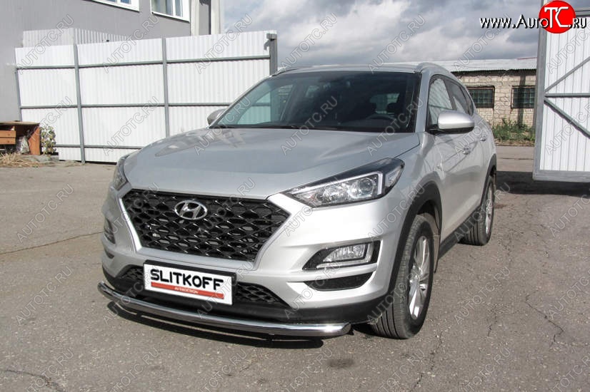 14 449 р. Защита переднего бампера Turbo Slitkoff (d57 мм)  Hyundai Tucson  TL (2018-2021) рестайлинг (Нержавейка, Полированная)  с доставкой в г. Майкоп