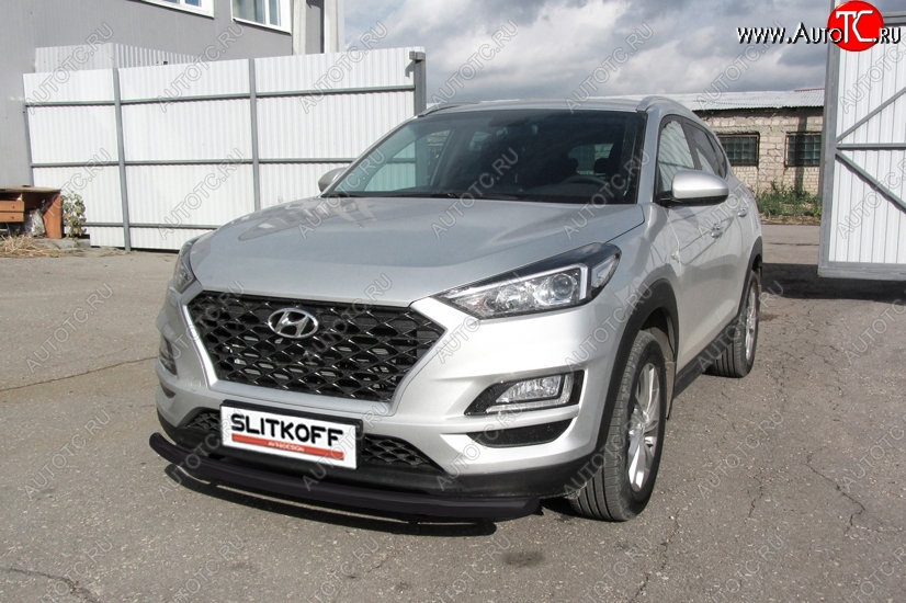 9 999 р. Защита переднего бампера Turbo Slitkoff (d57 мм)  Hyundai Tucson  TL (2018-2021) рестайлинг (Сталь с полимерным покрытием. Цвет: чёрный)  с доставкой в г. Майкоп