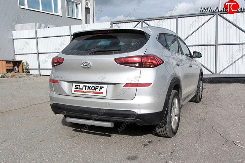 5 599 р. Защита заднего бампера Slitkoff (d57 мм) Hyundai Tucson TL рестайлинг (2018-2021) (Сталь с полимерным покрытием. Цвет: серебристый)  с доставкой в г. Майкоп