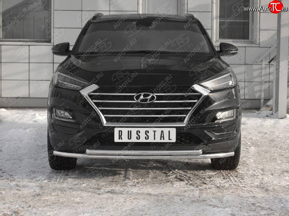 17 349 р. Защита переднего бампера (2 трубы Ø42 мм, нержавейка) SLITKOFF  Hyundai Tucson  TL (2018-2021) рестайлинг  с доставкой в г. Майкоп