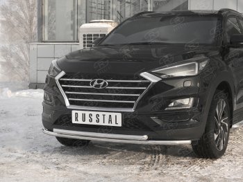 17 349 р. Защита переднего бампера (2 трубы Ø42 мм, нержавейка) SLITKOFF  Hyundai Tucson  TL (2018-2021) рестайлинг  с доставкой в г. Майкоп. Увеличить фотографию 2