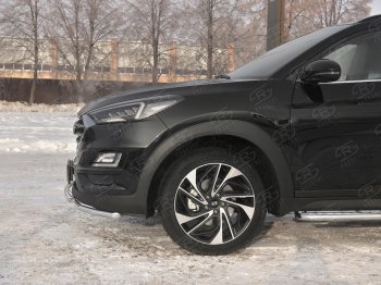 17 349 р. Защита переднего бампера (2 трубы Ø42 мм, нержавейка) SLITKOFF  Hyundai Tucson  TL (2018-2021) рестайлинг  с доставкой в г. Майкоп. Увеличить фотографию 4