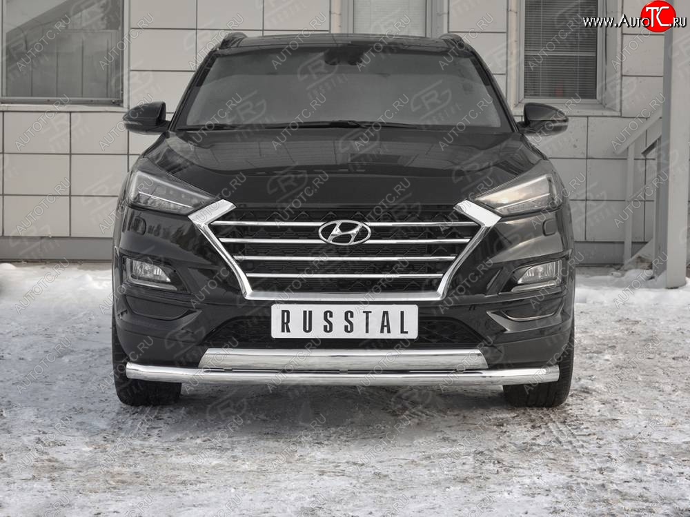 14 349 р. Защита переднего бампера (2 трубы Ø63 и 75х42 мм, нержавейка) Russtal Hyundai Tucson TL рестайлинг (2018-2021)  с доставкой в г. Майкоп