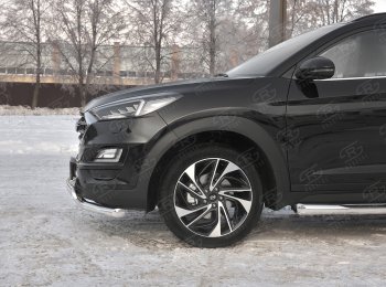 14 349 р. Защита переднего бампера (2 трубы Ø63 и 75х42 мм, нержавейка) Russtal Hyundai Tucson TL рестайлинг (2018-2021)  с доставкой в г. Майкоп. Увеличить фотографию 3