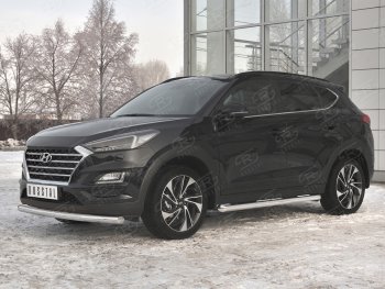 15 549 р. Защита переднего бампера (Ø 63 мм, нержавейка) SLITKOFF  Hyundai Tucson  TL (2018-2021) рестайлинг  с доставкой в г. Майкоп. Увеличить фотографию 2