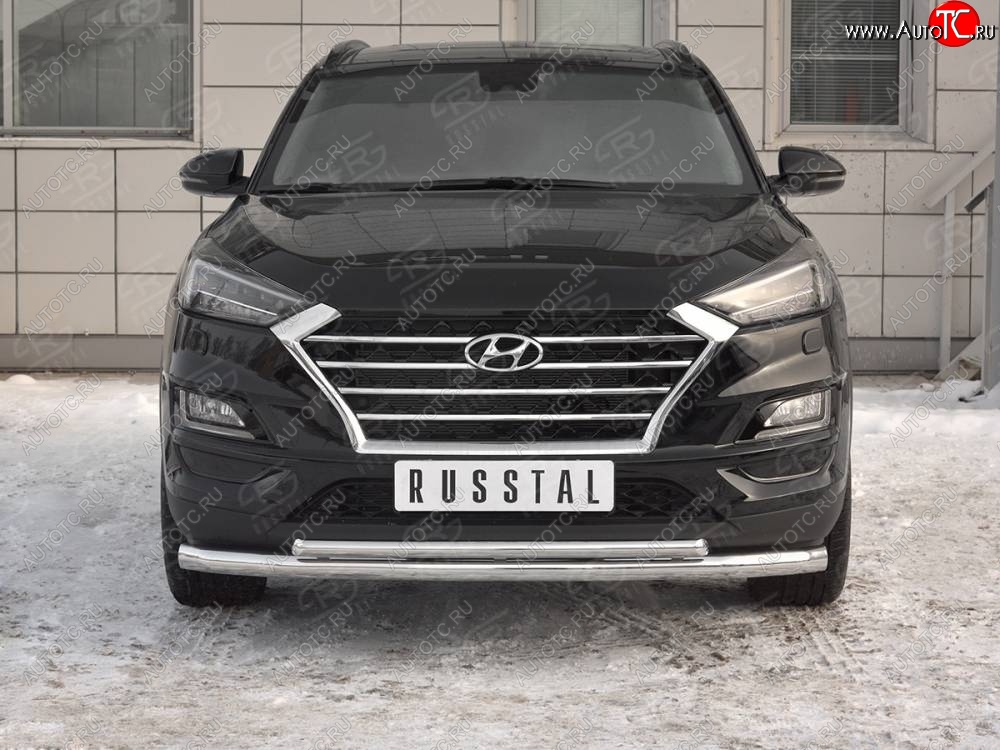 17 899 р. Защита переднего бампера (2 трубы Ø63 и 42 мм, нержавейка) SLITKOFF  Hyundai Tucson  TL (2018-2021) рестайлинг  с доставкой в г. Майкоп