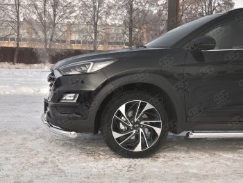 17 899 р. Защита переднего бампера (2 трубы Ø63 и 42 мм, нержавейка) SLITKOFF  Hyundai Tucson  TL (2018-2021) рестайлинг  с доставкой в г. Майкоп. Увеличить фотографию 3