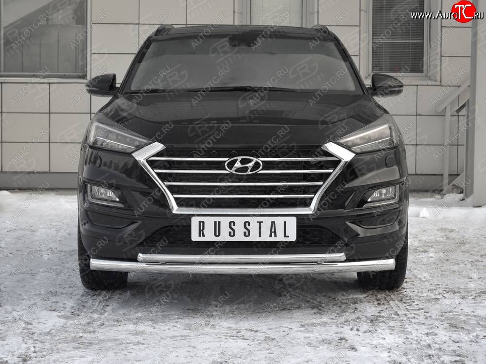 17 599 р. Защита переднего бампера (2 трубы Ø63 и 42 мм, нержавейка) SLITKOFF Hyundai Tucson TL рестайлинг (2018-2021)  с доставкой в г. Майкоп