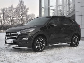 17 599 р. Защита переднего бампера (2 трубы Ø63 и 42 мм, нержавейка) SLITKOFF Hyundai Tucson TL рестайлинг (2018-2021)  с доставкой в г. Майкоп. Увеличить фотографию 2