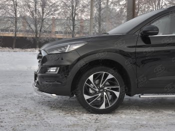 17 599 р. Защита переднего бампера (2 трубы Ø63 и 42 мм, нержавейка) SLITKOFF Hyundai Tucson TL рестайлинг (2018-2021)  с доставкой в г. Майкоп. Увеличить фотографию 3