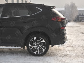 14 899 р. Защита заднего бампера (Ø42 мм волна, нержавейка) SLITKOFF Hyundai Tucson TL рестайлинг (2018-2021)  с доставкой в г. Майкоп. Увеличить фотографию 2