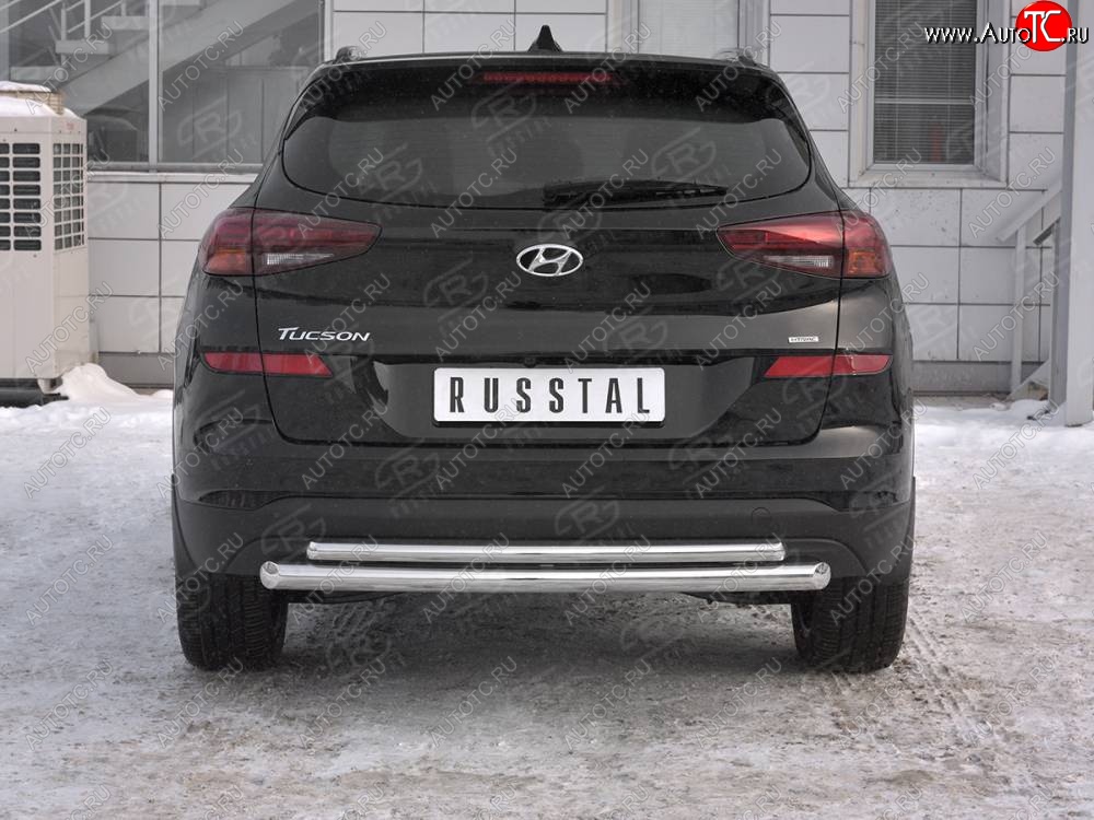 16 999 р. Защита заднего бампера (Ø63/42 мм, нержавейка) SLITKOFF Hyundai Tucson TL рестайлинг (2018-2021)  с доставкой в г. Майкоп