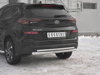 16 999 р. Защита заднего бампера (Ø63/42 мм, нержавейка) SLITKOFF Hyundai Tucson TL рестайлинг (2018-2021)  с доставкой в г. Майкоп. Увеличить фотографию 3