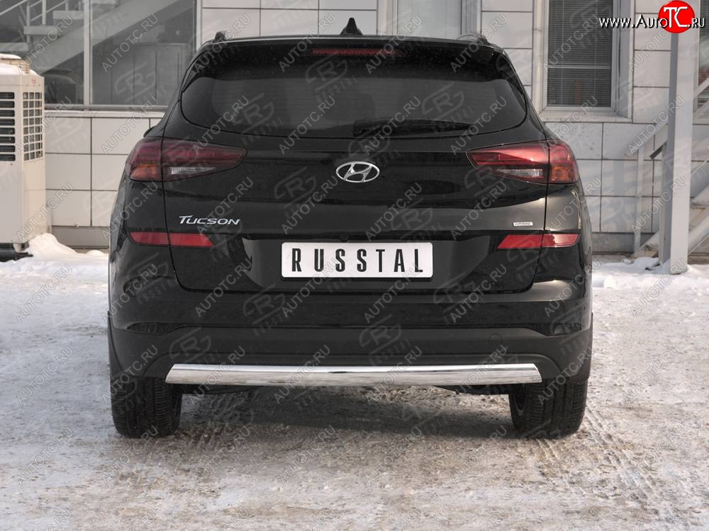 11 899 р. Защита заднего бампера (Ø75x42 мм, нержавейка) Russtal Hyundai Tucson TL рестайлинг (2018-2021)  с доставкой в г. Майкоп