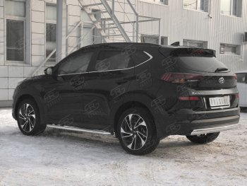 11 899 р. Защита заднего бампера (Ø75x42 мм, нержавейка) Russtal Hyundai Tucson TL рестайлинг (2018-2021)  с доставкой в г. Майкоп. Увеличить фотографию 2