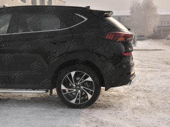 11 899 р. Защита заднего бампера (Ø75x42 мм, нержавейка) Russtal Hyundai Tucson TL рестайлинг (2018-2021)  с доставкой в г. Майкоп. Увеличить фотографию 3