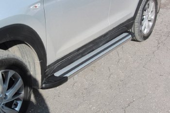 Пороги алюминиевые Slitkoff Hyundai Tucson TL рестайлинг (2018-2021)