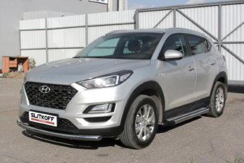 10 699 р. Пороги алюминиевые Slitkoff Hyundai Tucson TL рестайлинг (2018-2021) (Luxe Silver)  с доставкой в г. Майкоп. Увеличить фотографию 2