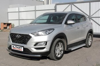 17 399 р. Пороги алюминиевые Slitkoff  Hyundai Tucson  TL (2018-2021) рестайлинг (Standart Silver)  с доставкой в г. Майкоп. Увеличить фотографию 2