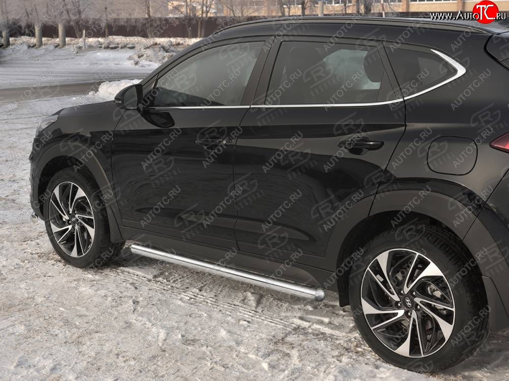 19 999 р. Защита порогов SLITKOFF (Ø63 мм)  Hyundai Tucson  TL (2018-2021) рестайлинг (Металлические торцы под 90°)  с доставкой в г. Майкоп