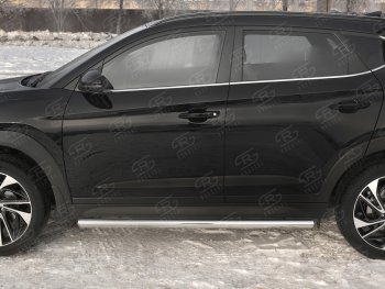 19 999 р. Защита порогов SLITKOFF (Ø63 мм)  Hyundai Tucson  TL (2018-2021) рестайлинг (Металлические торцы под 90°)  с доставкой в г. Майкоп. Увеличить фотографию 2