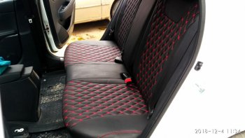 19 649 р. Чехлы для сидений Lord Autofashion Байрон (экокожа) Hyundai Tucson TL рестайлинг (2018-2021) (Чёрный, вставка чёрная, строчка красная)  с доставкой в г. Майкоп. Увеличить фотографию 6