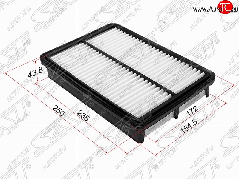 249 р. Фильтр воздушный двигателя SAT (250х172х43.8 mm)  Hyundai Tucson  JM (2004-2010), KIA Sportage  2 JE,KM (2004-2008)  с доставкой в г. Майкоп