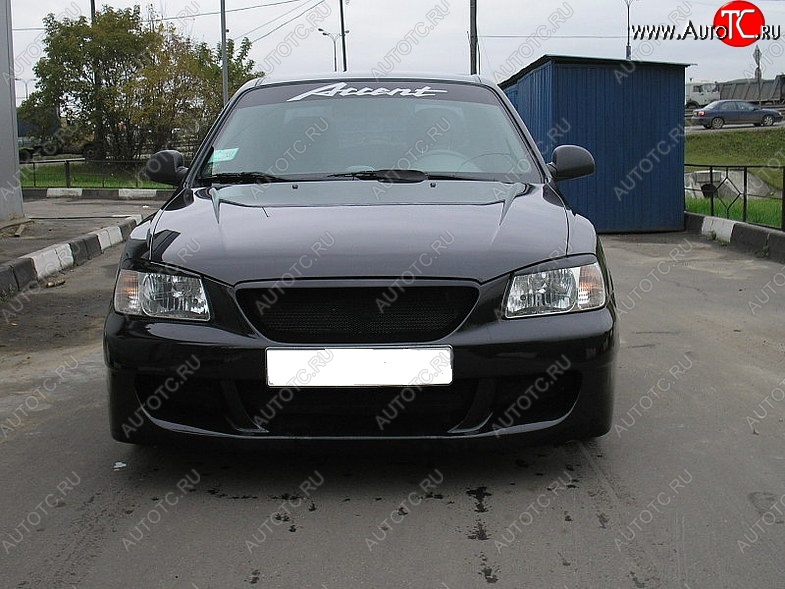 7 299 р. Передний бампер SPORT DESIGN Hyundai Accent 2 LC седан дорестайлинг (ТагАЗ) (1999-2012) (Неокрашенный)  с доставкой в г. Майкоп
