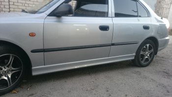 4 099 р. Пороги накладки Style Hyundai Accent 2 LC седан дорестайлинг (ТагАЗ) (1999-2012) (Неокрашенные)  с доставкой в г. Майкоп. Увеличить фотографию 12
