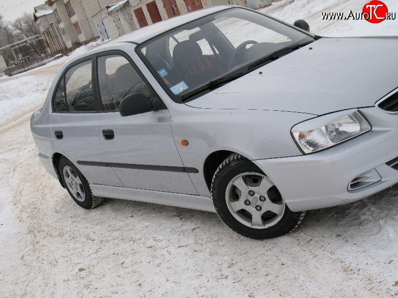 1 299 р. Реснички Classic-Style на фары Hyundai Accent 2 LC седан дорестайлинг (ТагАЗ) (1999-2012) (Неокрашенные)  с доставкой в г. Майкоп