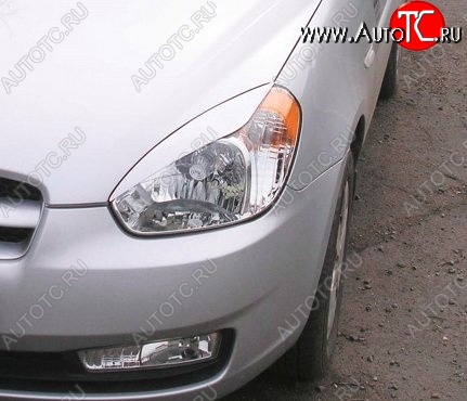 1 649 р. Реснички на фары CT v1 Hyundai Accent 3 MC хэтчбек (2005-2011) (Неокрашенные)  с доставкой в г. Майкоп