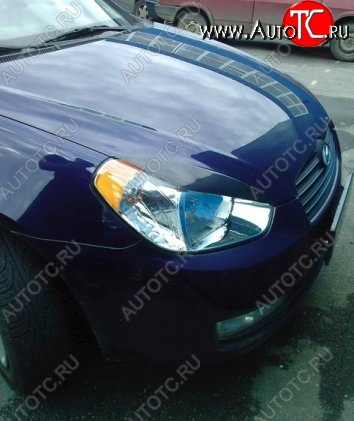 1 649 р. Реснички на фары CT v2 Hyundai Accent 3 MC хэтчбек (2005-2011) (Неокрашенные)  с доставкой в г. Майкоп