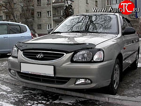 1 484 р. Защита передних фар NovLine (очки) . Hyundai Accent 2 LC седан дорестайлинг (ТагАЗ) (1999-2012)  с доставкой в г. Майкоп