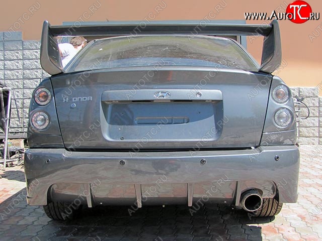 6 099 р. Задний бампер RACER DESIGN Hyundai Accent 2 LC седан дорестайлинг (ТагАЗ) (1999-2012) (Неокрашенный)  с доставкой в г. Майкоп