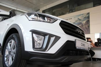 2 269 р. Накладки на ПТФ АвтоКрат Hyundai Creta GS дорестайлинг (2015-2019) (Неокрашенные)  с доставкой в г. Майкоп. Увеличить фотографию 2