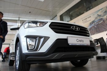 2 269 р. Накладки на ПТФ АвтоКрат Hyundai Creta GS дорестайлинг (2015-2019) (Неокрашенные)  с доставкой в г. Майкоп. Увеличить фотографию 3