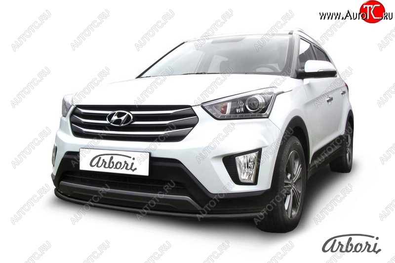 5 399 р. Защита переднего бампера Arbori (черная, 1 труба d42 mm). Hyundai Creta GS дорестайлинг (2015-2019)  с доставкой в г. Майкоп