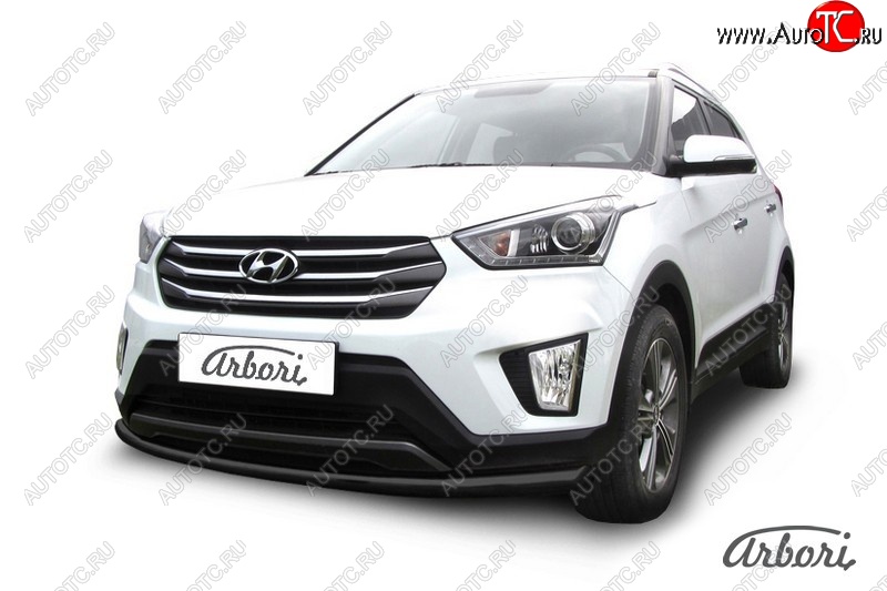 5 849 р. Защита переднего бампера Arbori (черная, 1 труба d57 mm). Hyundai Creta GS дорестайлинг (2015-2019)  с доставкой в г. Майкоп