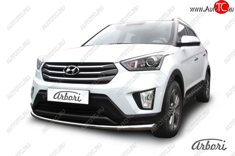 4 899 р. Защита переднего бампера Arbori (нержавейка, 1 труба d57 mm). Hyundai Creta GS дорестайлинг (2015-2019)  с доставкой в г. Майкоп