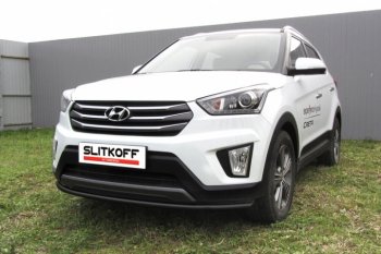 Защита переднего бампер из трубы d42 Slitkoff (дуга) Hyundai Creta  GS (2015-2021) дорестайлинг, рестайлинг