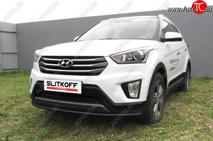 7 499 р. Защита переднего бампер из трубы d42 Slitkoff (дуга) Hyundai Creta GS дорестайлинг (2015-2019) (Цвет: серебристый)  с доставкой в г. Майкоп