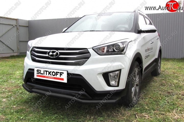 8 849 р. Защита переднего бампер из трубы d57 Slitkoff (волна)  Hyundai Creta  GS (2015-2021) дорестайлинг, рестайлинг (Цвет: серебристый)  с доставкой в г. Майкоп