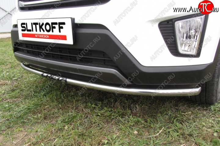 9 799 р. Одинарная защита переднего бампера диаметром 42 мм с надписью Slitkoff Hyundai Creta GS дорестайлинг (2015-2019) (Нержавейка, Полированная)  с доставкой в г. Майкоп