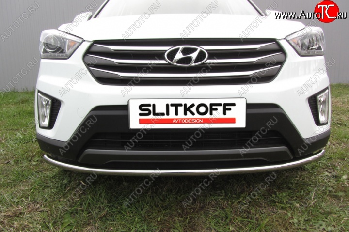 10 749 р. Одинарная защита переднего бампера диаметром 42 мм Slitkoff Hyundai Creta GS дорестайлинг (2015-2019) (Нержавейка, Полированная)  с доставкой в г. Майкоп