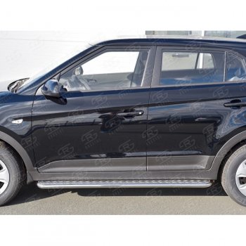 22 999 р. Широкая защита порогов с трубой d42 мм SLITKOFF v2  Hyundai Creta  GS (2015-2021) дорестайлинг, рестайлинг  с доставкой в г. Майкоп. Увеличить фотографию 2