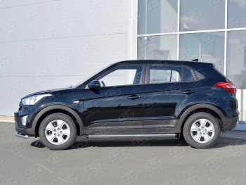 18 799 р. Защита порогов из круглой трубы диаметром 63 мм SLITKOFF v2  Hyundai Creta  GS (2015-2021) дорестайлинг, рестайлинг  с доставкой в г. Майкоп. Увеличить фотографию 3
