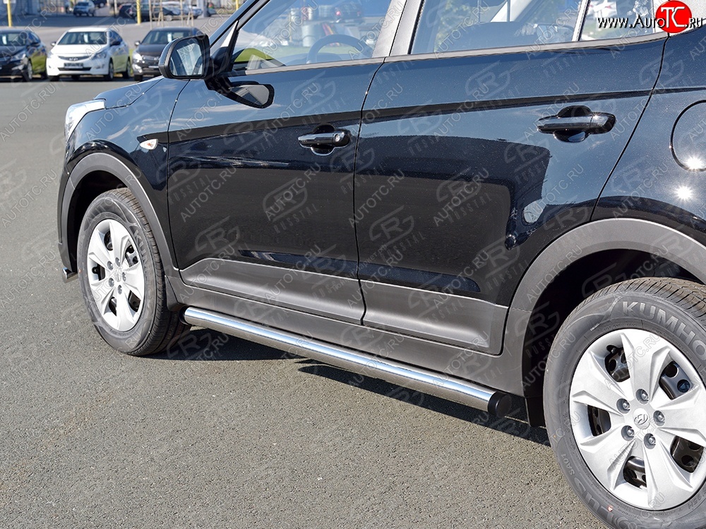 18 799 р. Защита порогов из круглой трубы диаметром 63 мм SLITKOFF v2  Hyundai Creta  GS (2015-2021) дорестайлинг, рестайлинг  с доставкой в г. Майкоп